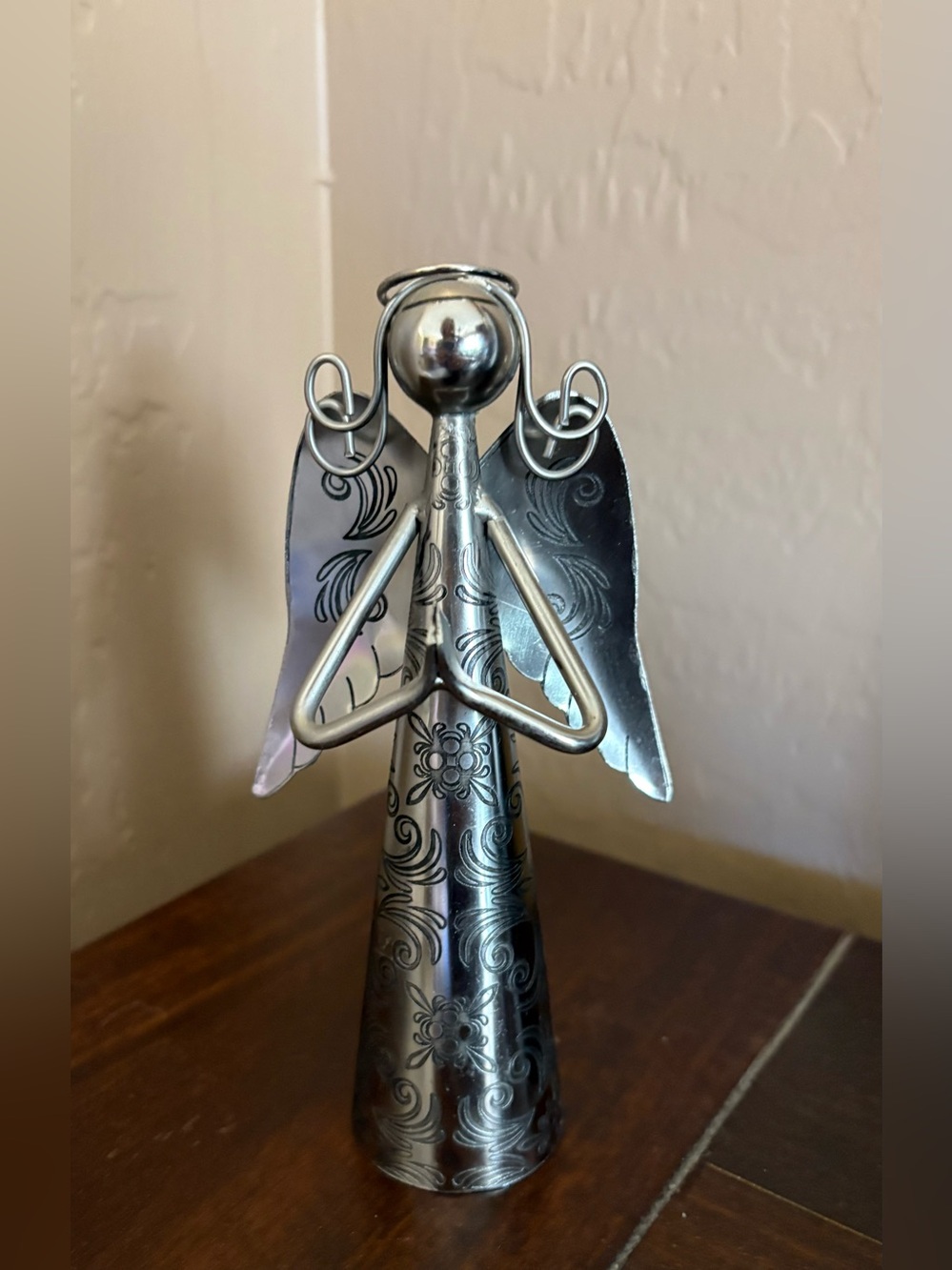 Handcrafted Silver Metal Angel Bell- Prayer Pose